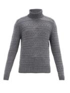 Matchesfashion.com Iris Von Arnim - Cairo Striped Basketweave-stitch Cashmere Sweater - Mens - Grey