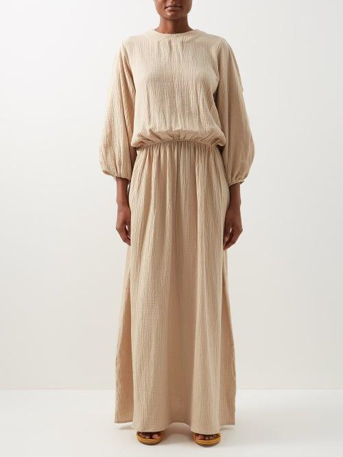 Albus Lumen - Floria Open-back Cotton-muslin Maxi Dress - Womens - Cream