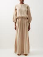 Albus Lumen - Floria Open-back Cotton-muslin Maxi Dress - Womens - Cream