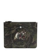 Givenchy Monkeys-print Camouflage Large Leather Pouch