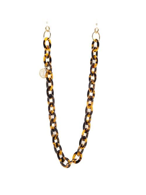 Matchesfashion.com Linda Farrow - Logo-charm Acetate Glasses Chain - Womens - Black