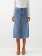 Chlo - Recycled Cotton-blend Denim Midi Skirt - Womens - Denim