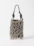 Staud - Tini Crystal-embellished Satin Clutch Bag - Womens - Black Silver