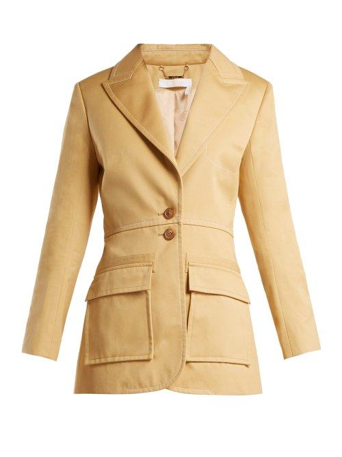Matchesfashion.com Chlo - Single Breasted Cotton Gabardine Blazer - Womens - Beige