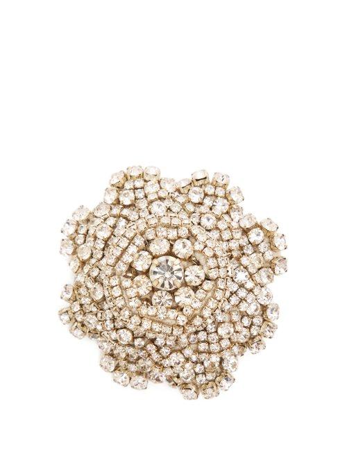 Matchesfashion.com Rebecca De Ravenel - Ava Crystal Embellished Flower Brooch - Womens - Crystal