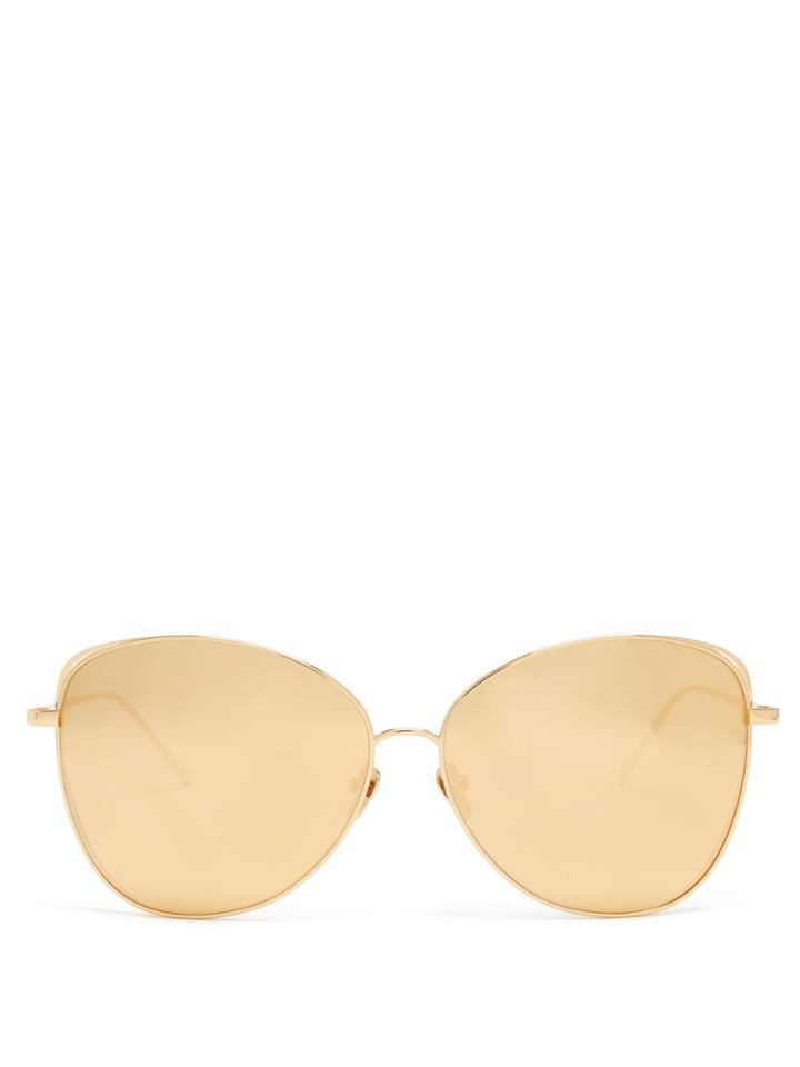 Linda Farrow Cat-eye Yellow-gold Plated Sunglasses