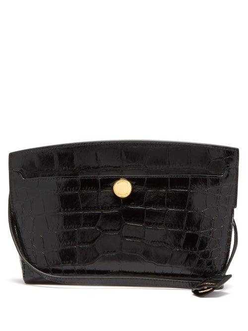 Matchesfashion.com Burberry - Society Crocodile Effect Leather Cross Body Bag - Womens - Black