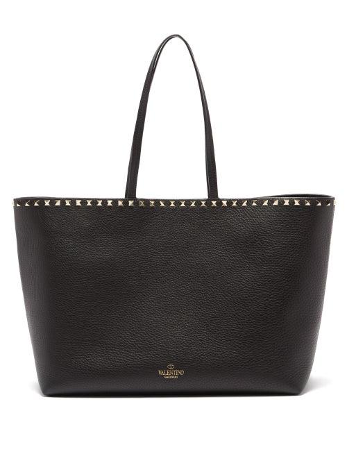 Ladies Bags Valentino Garavani - Rockstud Leather Tote Bag - Womens - Black