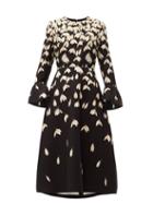 Matchesfashion.com Valentino - Snowdrop Print Wool Blend Crepe Midi Dress - Womens - Black Multi