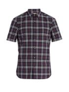 Matchesfashion.com Burberry - Point Collar Checked Cotton Shirt - Mens - Navy