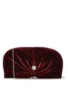 Matchesfashion.com Jimmy Choo - Vivien Embellished Velvet Clutch Bag - Womens - Burgundy Silver