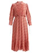 Matchesfashion.com Horror Vacui - Electra Floral Print Silk Midi Dress - Womens - Red Multi