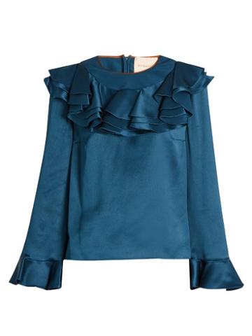 Roksanda Kayo Ruffled Satin Blouse