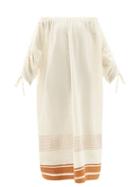 Ladies Beachwear Su Paris - Biba Off-the-shoulder Cotton-gauze Dress - Womens - White Stripe