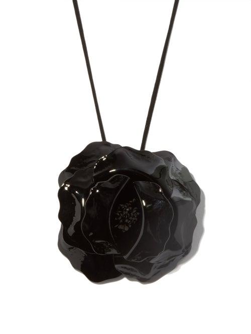 Ladies Jewellery Saint Laurent - Camellia Patent-leather Flower Choker - Womens - Black