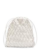 Matchesfashion.com Prada - Woven Metallic Leather And Satin Pouch - Womens - Silver