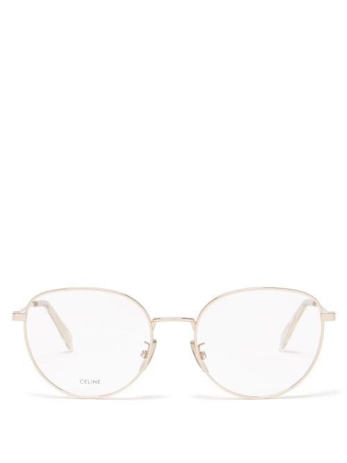 Celine Eyewear - Round Metal Glasses - Womens - Rose Gold