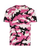 Matchesfashion.com Valentino - Camouflage Print Cotton Jersey T Shirt - Mens - Pink