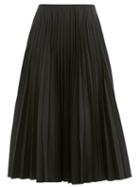 Matchesfashion.com Valentino - Pleated Cotton-blend Faille Midi Skirt - Womens - Black