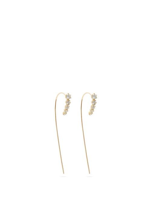 Matchesfashion.com Jade Trau - Ara Large Diamond & 18kt Gold Earrings - Womens - Gold