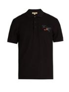 Matchesfashion.com Burberry - Logo Embroidered Cotton Piqu Polo Shirt - Mens - Black