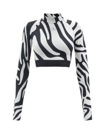 Adidas By Stella Mccartney - X Wolford Zebra-print Cropped Top - Womens - Animal