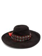 Matchesfashion.com Etro - Ribbon Trim Suede Hat - Womens - Black