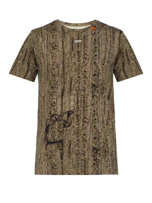 Matchesfashion.com Off-white - Logo And Camouflage Print Cotton T Shirt - Mens - Brown