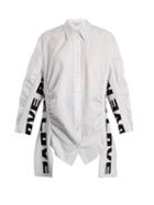 Matchesfashion.com Stella Mccartney - Text Pattern Striped Cotton Shirt - Womens - Cream Multi