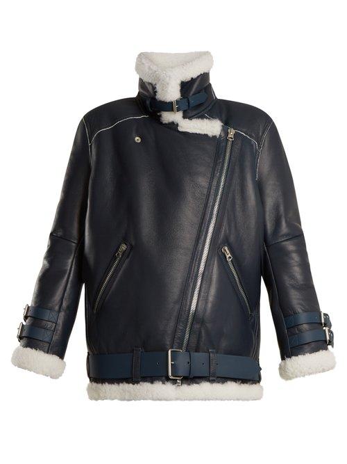Matchesfashion.com Acne Studios - Velocite Oversized Shearling Jacket - Womens - Blue White