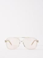 Saint Laurent Eyewear - Aviator Transparent Acetate Sunglasses - Womens - Light Beige