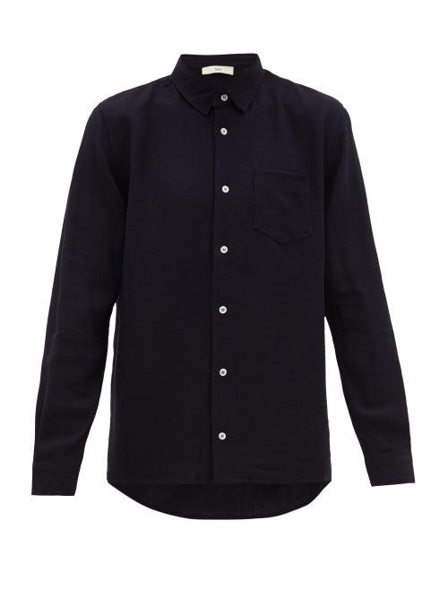 Matchesfashion.com Sfr - Hampus Crepe Shirt - Mens - Navy