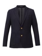 Matchesfashion.com Dunhill - Single-breasted Wool-hopsack Blazer - Mens - Navy