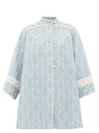 Matchesfashion.com Gucci - Gg Broderie Anglaise Cotton Mini Dress - Womens - Blue White