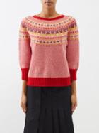 Molly Goddard - Nessa Fair Isle-knit Sweater - Womens - Pink Red