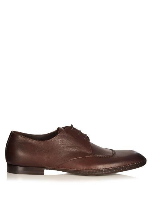 Bottega Veneta Square-toe Leather Derby Shoes