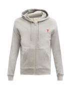 Matchesfashion.com Ami - Ami De Caur-logo Zipped Cotton Hooded Sweatshirt - Mens - Grey