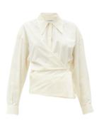Matchesfashion.com Lemaire - Cotton-poplin Wraparound Shirt - Womens - Cream