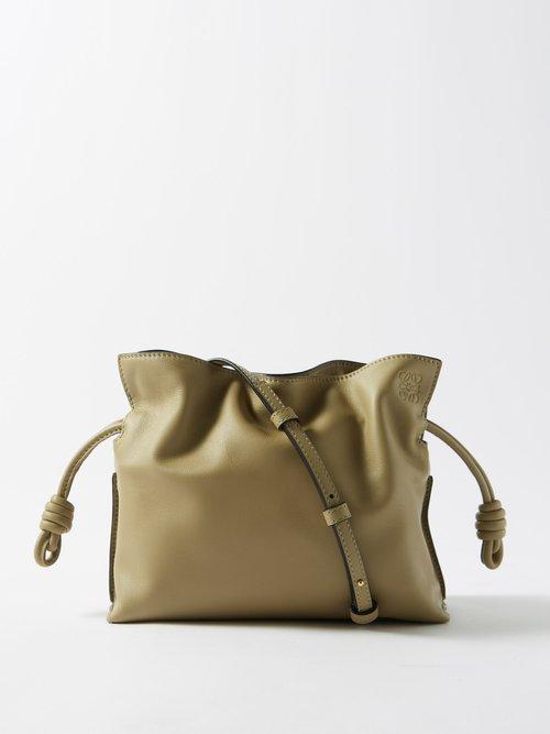 Loewe - Flamenco Drawstring Mini Leather Clutch Bag - Womens - Beige