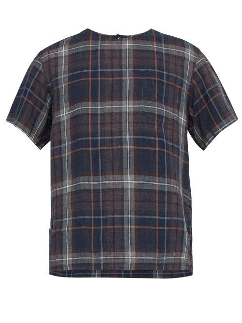 Matchesfashion.com Schnayderman's - Check Print Linen T Shirt - Mens - Black Multi