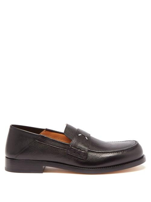 Maison Margiela - Collapsible-heel Grained-leather Loafers - Womens - Black