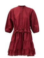 Matchesfashion.com See By Chlo - Lace-trimmed Cotton-poplin Mini Dress - Womens - Burgundy