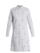 Jupe By Jackie Gopal Flower-appliqu Pinstriped Cotton Shirtdress