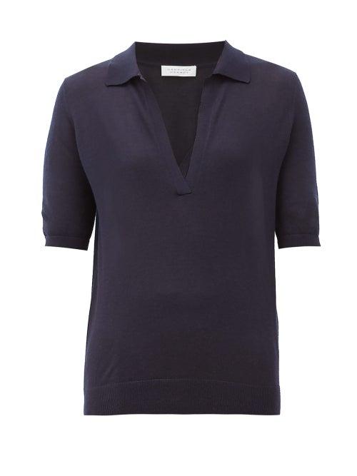 Matchesfashion.com Gabriela Hearst - Frank Cashmere-blend Polo Sweater - Womens - Navy