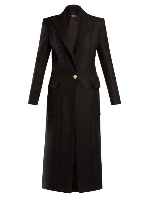 Matchesfashion.com Balmain - Single Breasted Wool And Cashmere Blend Coat - Womens - Black
