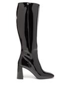 Matchesfashion.com Prada - Square Toe Knee High Patent Leather Boots - Womens - Black