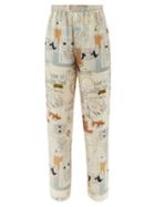 Matchesfashion.com Stella Mccartney - X Yoshitomo Nara Ricky Silk Trousers - Womens - Ivory Multi