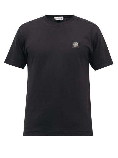 Mens Rtw Stone Island - Logo-patch Cotton-jersey T-shirt - Mens - Black