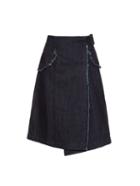 Tomas Maier Oversized-pockets Wrap Denim Skirt