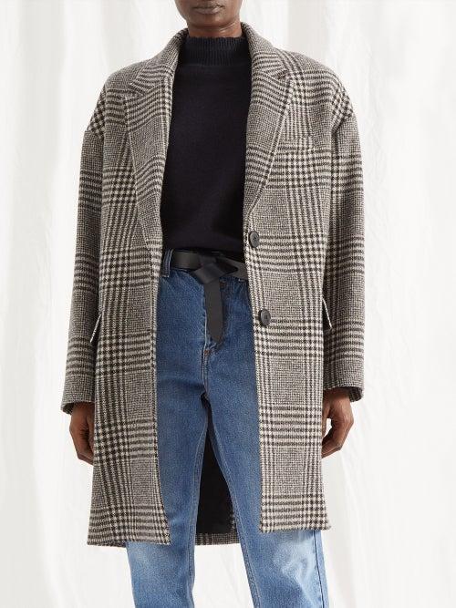 Isabel Marant Toile - Limiza Checked Twill Tailored Coat - Womens - Black White